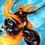 Placeholder: Ghost rider riding in hells flames doing a wheely