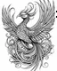 Placeholder: realistic Phoenix tattoo idea, line art, background, vector, svg, black outline on white background, leave plenty of white space beetween lines for coloring, tattoo style, tattoo idea,full body