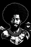 Placeholder: Illustrate the biblical account of God is black with a afro creating the world in six days. make this in coloring book format make him look like he is in creating the world