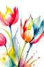 Placeholder: Tulip flowers, depth, water color splotches, negative space , no outlines, no lines , white background, reverse coloring book