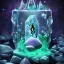 Placeholder: cristal angelic castle crystalline, beau , cosmic, opalescent, opalescent, gemstones, crystals, object, other worldly,water, rock, moss,bright, ice background, neige etang bleu