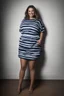 Placeholder: full body portrait, chiaroscuro, deep shadows, rich deep colors, highly detailed portrait, digital photograph - Bethany Spang - great big, giant, oversized, gigantic moobs, blue and white-striped nylon, short sleeved, pullover, mini dress with a belt, 21-years-old, full color, expression of extreme happiness, hope and positivity, 4k UHD, Ultra-realistic, Hyper realistic, Photorealistic, Realistic, absolute Reality, Thin, slender, skinny, underweight, slim, trim, part Cherokee Indian,