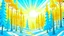 Placeholder: fantasy cartoon: sunny sky over the winter forest