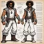 Placeholder: character concept sheet with AD&D statistics and characteristics, [illustration by Kevin Eastman and Peter Laird] when i walk on by, girls be looking like, "damn, he fly" i pimp to the beat, walking down the street in my new lafreak yeah, this is how i roll, animal print, pants outta control it's redfoo with the big afro and like bruce leroy, i got the glow, yeah