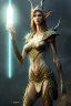 Placeholder: painting of a tall elven young woman with short light brune hair and freckles on the cheak bones and tall body of a topmodel light clothes, long shot, ultra realistic, concept art, intricate details, eerie, highly detailed, photorealistic, octane render, 8 k, unreal engine. art by artgerm and greg rutkowski and charlie bowater and magali villeneuve and alphonse mucha