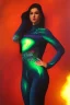 Placeholder: Full body portrait, painting, medium shot lady Spacecore skin-tight volumetric hyperrealistic nuclear waste glow clothing