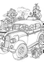 Placeholder: Outline art for coloring page OF 1946 PENNY TOYS, coloring page, white background, Sketch style, only use outline, clean line art, white background, no shadows, no shading, no color, clear