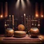 Placeholder: Hyper Realistic Set of Indian Musical Instruments like Tabla, Sitar, Sarangi, Harmonium, Flute & Dholl on an Indian traditional dark stage with stage lights & rustic background