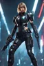 Placeholder: Full body image of a army cyberpunk cyborg beautiful Taylor Swift,good body,lighting background