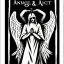 Placeholder: Angel code prophecy name words black and white Satan card