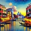 Placeholder: Dibujo al oleo de la ciudad Venecia con muchas nubes de colores estilo Vincent van Gogh