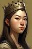 Placeholder: portrait a east Queen and realize her face ，make her nose litter smaller，get her hair cut short