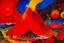 Placeholder: A red volcano with pyrokinetic fire painted by Wassily Kandinsky