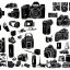 Placeholder: elements of photographic equipment. poster graphics. high detailed. ink and acrylic.