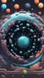 Placeholder: a minimalist cartoon planet for a top down view, 2D, asset shooter, video game , pixel art, transparent background
