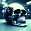 Placeholder: cyberpunk style ink ball skull picture in detailed frame, big black eyes, unreal engine 5, 8k resolution, photorealistic, ultra detailed, frame extreme accurate