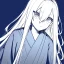 Placeholder:  long white hair, short, cute, Line art, dead eyes, emotionless face,