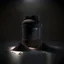 Placeholder: Realistic photograph of a dark studio with a container for protein powder. High resolution.