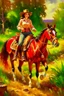 Placeholder: Oil painting of a cowboy and a woman riding horses