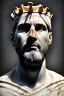 Placeholder: Ultra Realistic image, Roman sculpture, white marble material, Lionel Messi, gold crown of natural thorns, god crown, Renaissance style, sun rays background, waist up portrait, epic, celestial, cinematic lighting, God lights, 4k resolution, smooth details, soft lighting, unreal engine 5, art station, substance 3d.