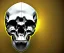 Placeholder: a human skull in a clamp tool, tools tabletop background