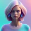 Placeholder:  beautiful girl, smiling, longsand blonds hairs,blue eyes atmospheric, realistic, octane render,, pink turquoise light