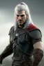 Placeholder: Henry cavil Perfect face, long white hair, wearing The witcher 3, realistic, 4k,