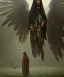 Placeholder: native american shaman, wizard doctor, long black hair, black hooded coat like wings, 8k resolution concept art portrait by Greg Rutkowski