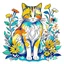 Placeholder: cat-print-vincent-van-gogh-flowers-,design, vector graphic, colorful, adorable, cute, vector illustration, white background