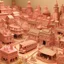 Placeholder: A light pink western town made out of toys painted by Leonardo da Vinci