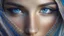 Placeholder: Photoreal gorgeous mystic eyes through burqa slid by dawn