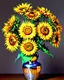 Placeholder: Girasoles de Vicent Van Gogh en metal brillante, florero plateado brillante, arte digital 3D maximalista, calidad ultra, intrincado, hiperdetallado, increíble obra de arte, 8k