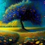 Placeholder: a painting of a tree and a field of flowers, a surrealist painting by Igor Zenin, deviantart, naturalism, apocalypse art, contrasting, global illumination