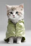 Placeholder: baby cat in raincoat. Chibi, Photograph, Canon DSLR, Tilt - shift, white background, high definition, Complete and coordinated composition, 8k