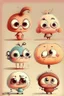 Placeholder: 6 simple and cute cartoon characters that I could draw