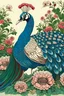 Placeholder: A jubilant peacock displaying its vibrant plumage in a lush garden filled with exotic flowers. sketch line