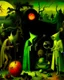 Placeholder: some mysterious figures, odd background, cinematic, Hieronymus Bosch, Max Ernst, vegetal life, rotten, ambient light, cry, ritual