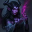 Placeholder: drow elf woman, sorceress, enchantress, dark hair, purple skin, demonic, digital art, dark fantasy, realism, stylised