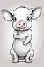 Placeholder: create a outlined cartoon coloring page of a baby pig . Pay attention to the details of the faces and White background, sketch style, use outline, clean line art, no shadows, no coloring, no shading, no grey.