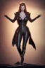 Placeholder: Kim Basinger as evil queen in black leather, busty, cleavage, curvy, angry, happy, stern look. character design by cory loftis, fenghua zhong, ryohei hase, ismail inceoglu and ruan jia. unreal engine 5, artistic lighting, highly detailed, photorealistic, fantasy