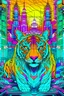 Placeholder: Design a coloring printable showcasing a Cybernetic Tiger in a neon city park, a cyberpunk haven. Integrate mandala elements for an artistic twist. Sketch style, full body, on a white background