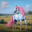 Placeholder: a pink horse like a 19th painting