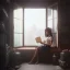 Placeholder: Study girl read a book in by the window, movie, real photo realistic, unreal engine, cinematic lighting --ar 1:1 creative