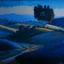 Placeholder: a fine oil painting of a landscape of rolling hills in the italian countryside, blue hour, bold chromaticity — ar 3:2