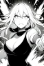 Placeholder: angry blonde girl, angry pose, greyscale