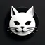 Placeholder: logo design, bunchy, 3d lighting, cute white cat, highly detailed face, cut off, symmetrical, friendly, minimal, round, simple, cute , only black