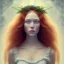 Placeholder: Perfect flawless Beautiful red-haired girl with gorgeous long curly hair and blue eyes in a wreath of hyper-realistic Rowan on her head, no mistakes, flawless painting, beautiful art, realistic, hyper-realistic, life-like; by Ricardo Chavez-Mendez; Deep Colors; 8K