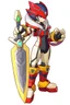 Placeholder: Megaman Zero Omega, Black and Red Armor, Lightning Sword