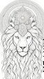 Placeholder: Outline for lion head coloring page with witch, white background sketch style full body, only use online , mandalas style clean line art white background, no shadows and clear and will outlined