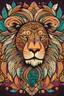 Placeholder: create a line art boho lion with maximilistic colours